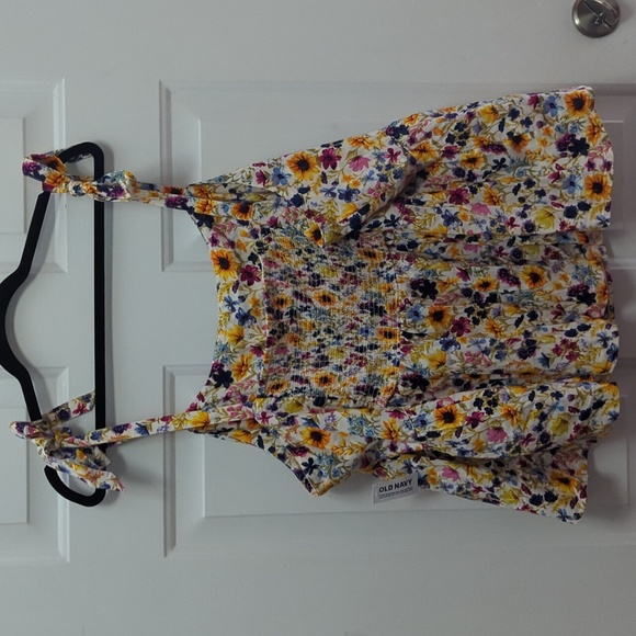 NWT - Old Navy Floral Tie Shoulder Peplum Top - Picture 4 of 6